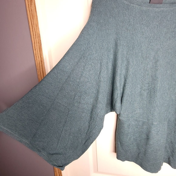 Heather B Women's P Tunic Blouse Balloon Sleeve Green - Picture 2 of 8